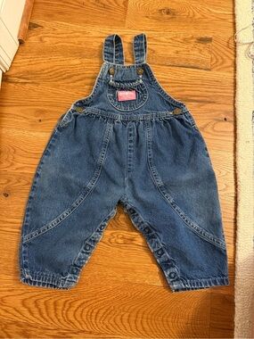 Vintage OshKosh B'gosh Baby Blue Denim Overall Bubble Romper Size 2T Made in USA